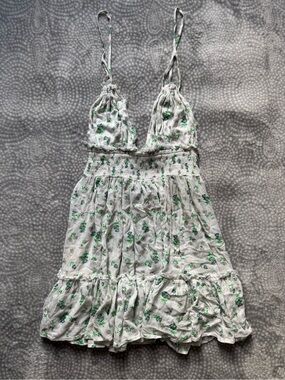 ASOS White Dress with Green Floral Print